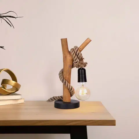 Stolové lampy NOWA GmbH Stolová lampa Nerida, prírodné eukalyptové drevo