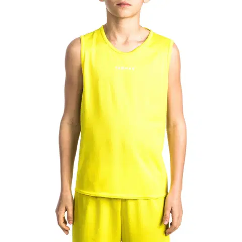 dresy Basketbalový dres T100 dievčatá/chlapci začiatočníci žltý