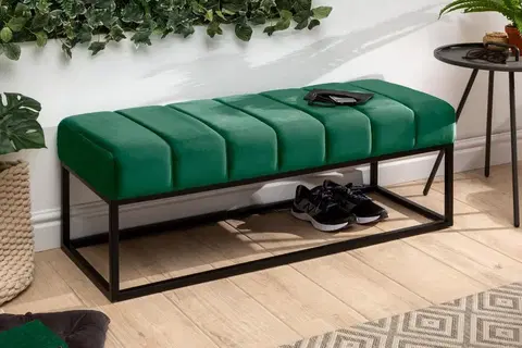 Lavice do predsiene LuxD Dizajnová lavica Halle 110 cm zamat - smaragdová zelená
