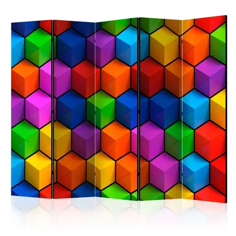 Paravány Paraván Colorful Geometric Boxes Dekorhome 225x172 cm (5-dielny)