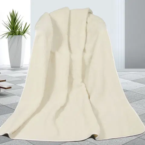 Prikrývky na spanie Bellatex Vlnená deka Európska Merino biela, 155 x 200 cm