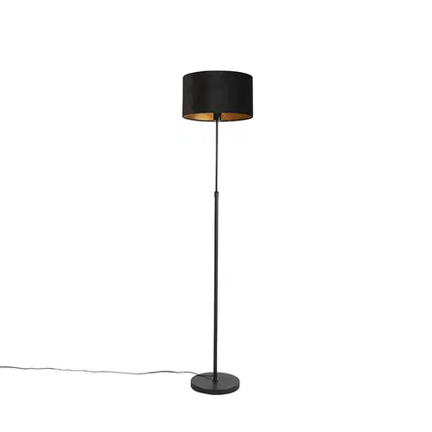 Stojace lampy Stojacia lampa čierna s velúrovým odtieňom čierna so zlatom 35 cm - Parte
