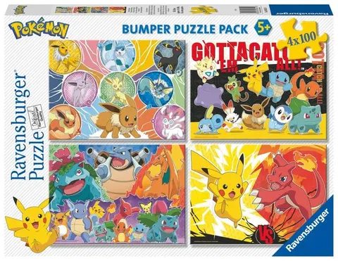 Hračky puzzle RAVENSBURGER - Pokémon 4x100 dielikov