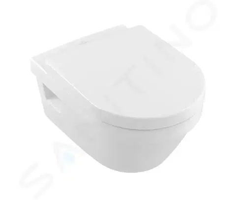 Záchody VILLEROY & BOCH - Architectura Závesné WC, WC doska SoftClose, Rimless, s CeramicPlus, alpská biela 5684HRR1