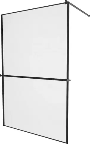 Sprchové dvere MEXEN/S - KIOTO Sprchová zástena WALK-IN s poličkou a držiakom uterákov 120 x 200, transparent/čierna 8 mm, čierna 800-120-121-70-70