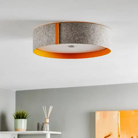 Stropné svietidlá Domus Lara filc - Stropné svietidlo z filcu s LED diódou sivo-oranžovej farby