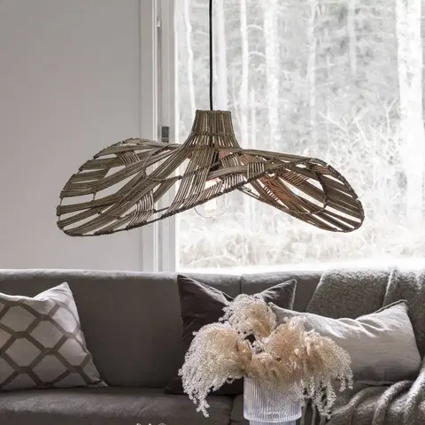 Závesné svietidlá PR Home PR Home Wella závesná lampa ratanové, tvar vlny