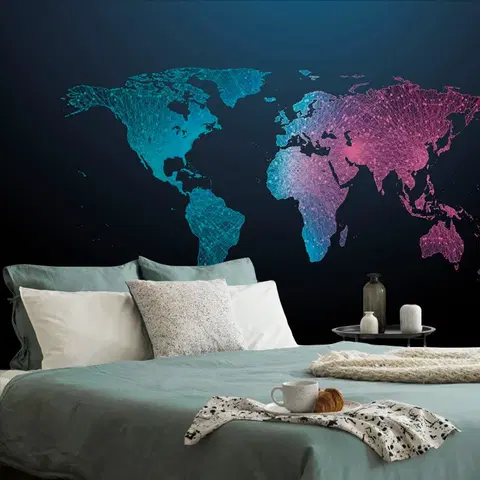 Tapety mapy Tapeta nočná mapa sveta