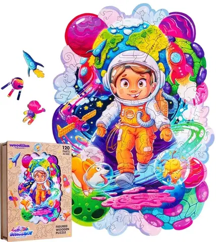 Hračky puzzle PUZZLER - Drevené farebné puzzle - Vesmírný dobrodruh