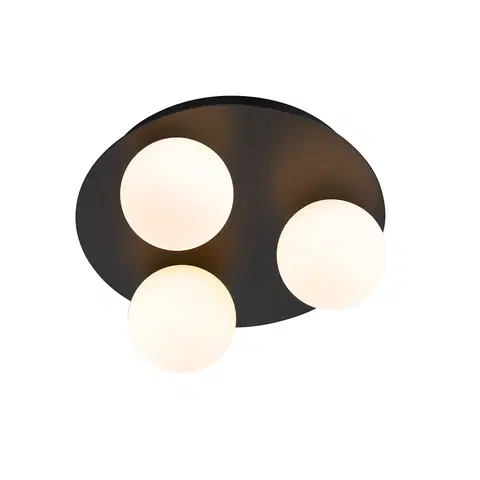 Vonkajsie stropne svietidla Moderné kúpeľňové stropné svietidlo čierne 3-svetlo - Cederic