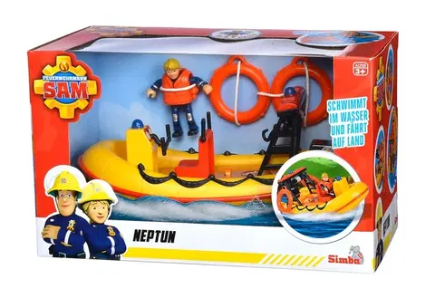 Hračky - dopravné stroje a traktory SIMBA - Požiarnik Sam záchranný čln neptún 20 cm