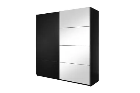 Šatníkové skrine BETKA 57 šatníková skriňa so zrkadlom, čierna 22W01657