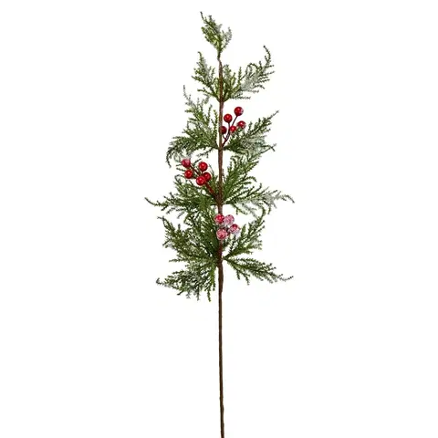 Vianočné dekorácie Zimná vetvička s bobuľkami, 75 cm