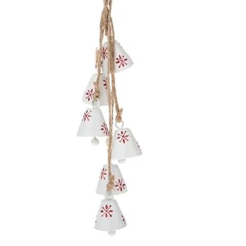 Vianočné dekorácie Sada kovových závesných zvončekov 6 ks, biela