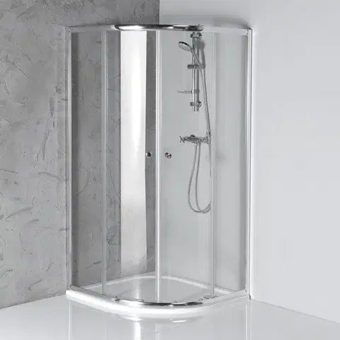 Sprchové dvere AQUALINE - ARLETA štvrťkruhová sprchová zástena 900x900, číre sklo HLS900Y