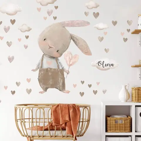 Nálepky na stenu Detská nálepka na stenu - Hnedý zajačik pre bábätká
