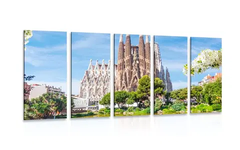 Obrazy mestá 5-dielny obraz katedrála v Barcelone