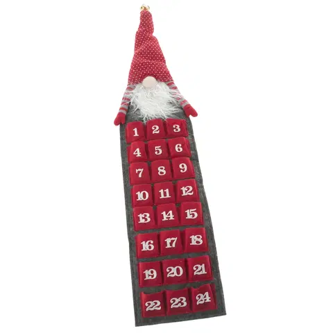 Vianočné dekorácie Textilný adventný kalendár Trpaslík, 20 x 75 cm