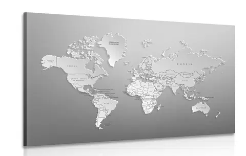 Obrazy mapy Obraz čiernobiela mapa sveta v originálnom prevedení