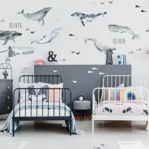 Nálepky na stenu Samolepky do izby Veľryby sivé