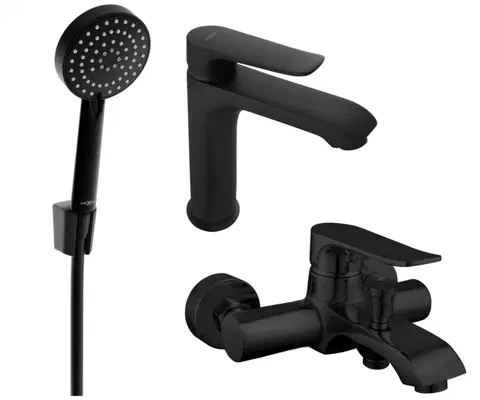 Sprchy a sprchové panely MEXEN/S - Pecos R75 Set umývadlové a vaňové batérie s príslušenstvom, čierna 72703R75-70