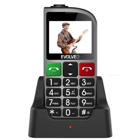 Mobilné telefóny Evolveo EasyPhone FM, sivá, nabíjací stojan - SK distribúcia