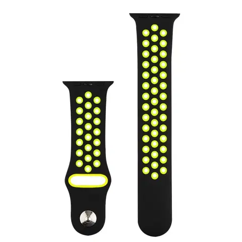 Príslušenstvo k wearables Silikónový športový remienok COTEetCI pre Apple Watch 42/44/45mm, čierny/žltozelený