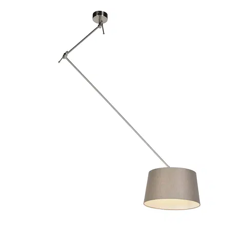 Zavesne lampy Závesná lampa s ľanovým tienidlom taupe 35 cm - oceľ Blitz I