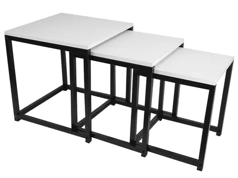 Konferenčné stolíky KONDELA Kastler New Typ 3 konferenčný stolík (3 ks) biela / čierna