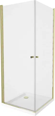 Vane MEXEN/S - PRETORIA duo sprchovací kút 80 x 70, transparent, zlatá + vanička vrátane sifónu 852-080-070-50-02-4010G
