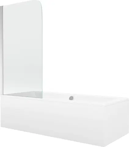 Sprchové dvere MEXEN/S - Cube obdĺžniková vaňa 180 x 80 cm s panelom + vaňová zástena 75 cm, transparent, chróm 550518080X9007510100