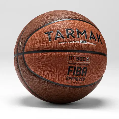 basketbal Basketbalová lopta BT500 Grip veľkosť 7 oranžovo-hnedá