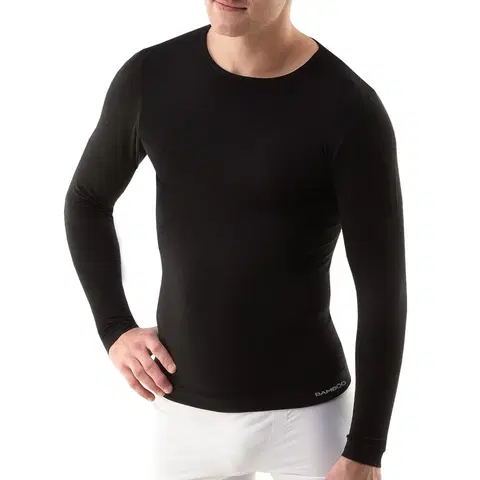 Pánske termo tričká s dlhým rukávom Unisex tričko s dlhým rukávom EcoBamboo čierna - S/M