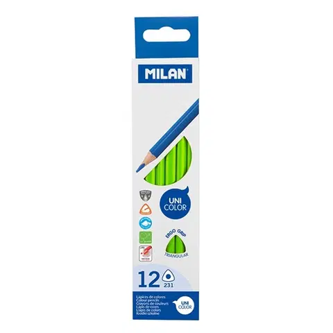 Hračky MILAN - Pastelky Ergo Grip trojhranné 12 ks, Light Green
