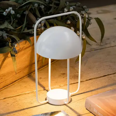 Stolové lampy FARO BARCELONA Stolná lampa Jellyfish prenosná, s batériou, biela