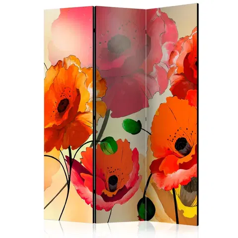 Paravány Paraván Velvet Poppies Dekorhome 135x172 cm (3-dielny)