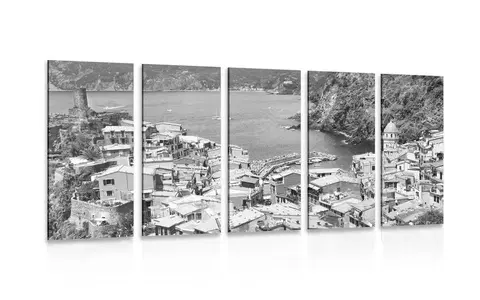 Čiernobiele obrazy 5-dielny obraz čiernobiele pobrežie Talianska