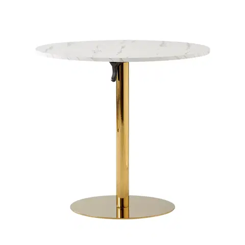 Jedálenské stoly Jedálenský stôl, svetlý mramor/gold chróm - zlatý, priemer 80 cm, LAMONT