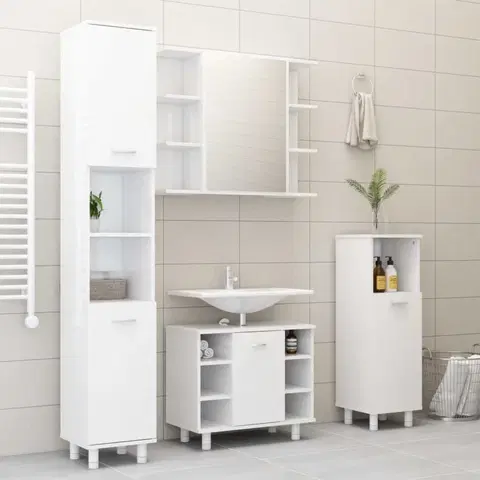 Kúpeľňové zostavy Kúpeľňová zostava 4 ks DTD Dekorhome Biela lesk