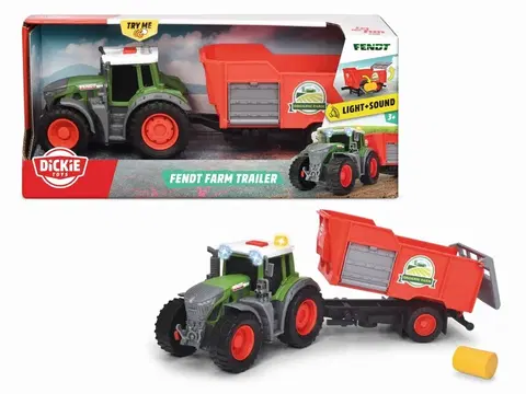 Hračky - dopravné stroje a traktory DICKIE - Traktor Fendt s prívesom 26cm