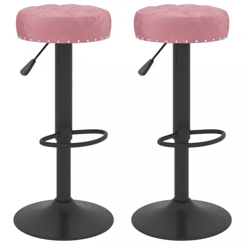 Barové stoličky Barové stoličky 2 ks zamat / kov Dekorhome Ružová
