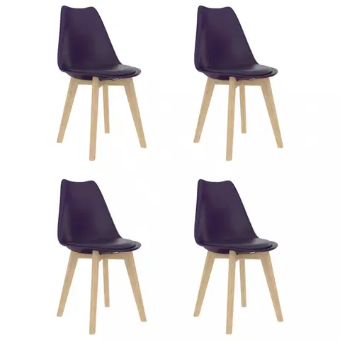 Jedálenské stoličky a kreslá Jedálenská stolička 4 ks plast / umelá koža / buk Dekorhome Fialová