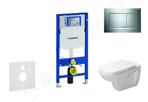 Záchody GEBERIT - Duofix Modul na závesné WC s tlačidlom Sigma30, lesklý chróm/chróm mat + Duravit D-Code - WC a doska, Rimless, SoftClose 111.300.00.5 NH6
