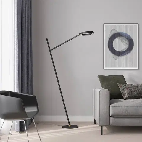 Stojacie lampy Lucande Lucande Nimbe stojaca LED lampa, čierna, stmievač