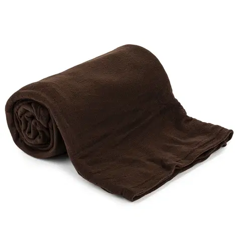 Prikrývky na spanie Jahu Fleecová deka UNI tmavohnedá, 150 x 200 cm