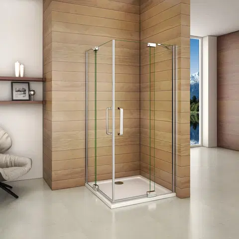 Sprchovacie kúty H K - Obdĺžnikový sprchovací kút AIRLINE R108, 100x80, s dvomi jednokrídlovými dverami s pevnou stenou, rohový vstup vrátane sprchovej vaničky z liateho mramoru SE-AIRLINER108 / THOR-10080
