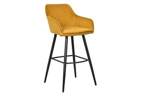 Barové stoličky LuxD Dizajnová barová stolička Esmeralda horčicový zamat