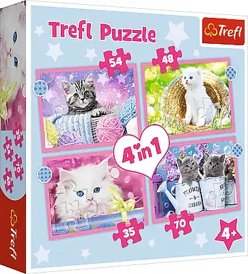 Hračky puzzle TREFL - Puzzle 4v1 - Zábavné mačky