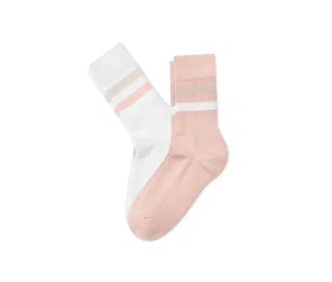 Socks Ponožky z rebrovanej pleteniny, 2 páry, ružové a biele