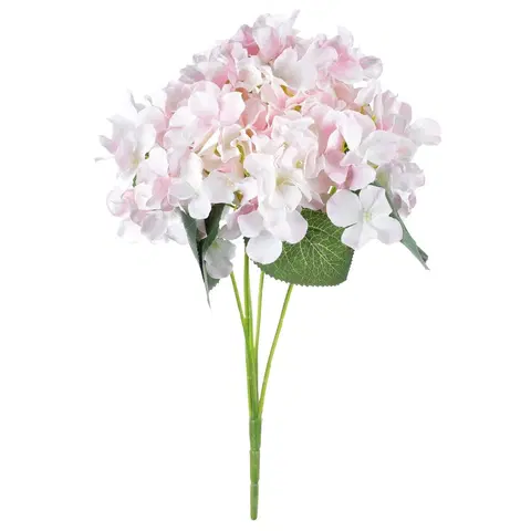 Kvety Puget hortenzií, 5 kvetov, 25 x 38 x 25 cm, ružovo-biela
